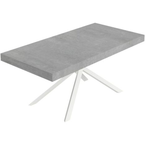 Tavolo Allungabile 200-460x90x77 cm Niket Cemento Gambe Bianche