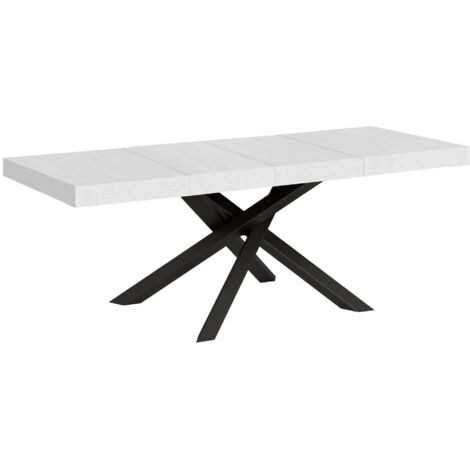Tavolo Allungabile 200-460x90x77 cm Volantis Premium Bianco Frassino Telaio Antracite