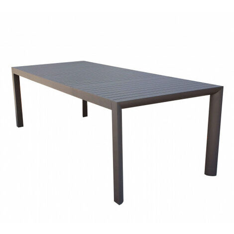 Tavolo allungabile 225/300 cm per esterno in alluminio con piano effetto doghe Katy -  Taupe