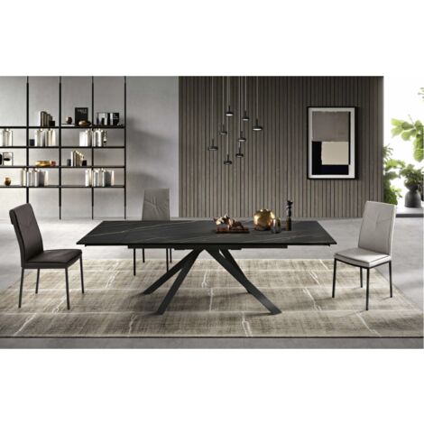 Tavolo allungabile 240 cm piano gre's porcellanato NESTORE Nero