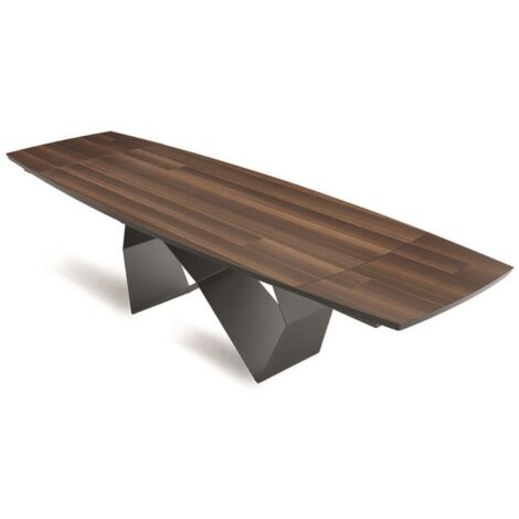 Tavolo allungabile 300 cm con base metallo Nero e piano Eucalipto WALL