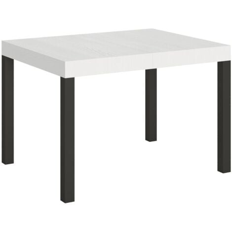 Mar.c.a. Design Tavolo Allungabile fino a 140 cm., Moderno, Piano in Vetro  Bianco, Base Metallo bianco - Mis. 70×70x75 cm. : : Casa e cucina