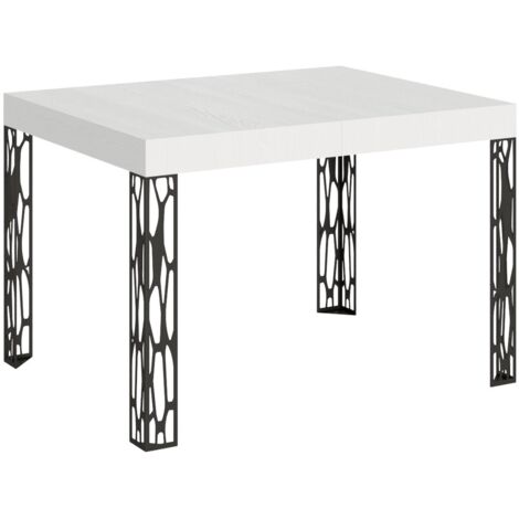 Mar.c.a. Design - Tavolo Console Allungabile Moderno fino a 180 cm, Piano  in Vetro Bianco Opaco, Base in Metallo e Struttura Color Bianco Ottico -  Mis. 70 x 70 x 75h cm 