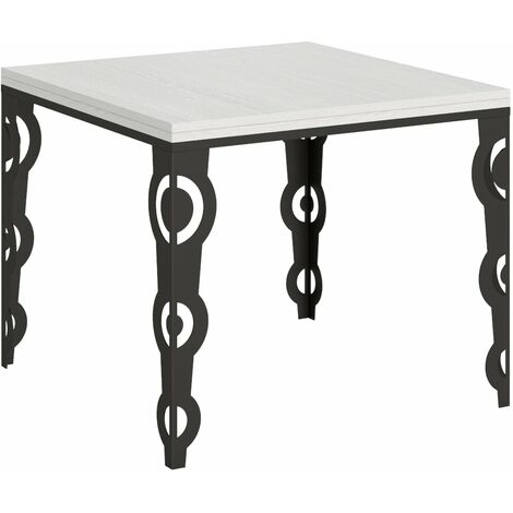 Tavolo Allungabile 90-180x90x80/78 cm Karamay Libra Bianco Frassino