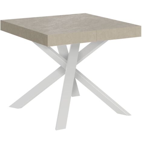 Tavolo Allungabile 90-194x90x76 cm Clerk Cashmere Gambe Bianche