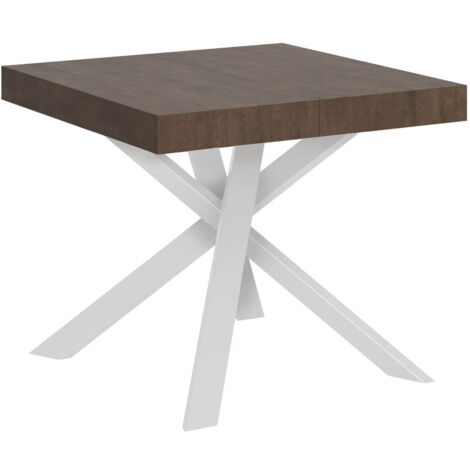 Tavolo Allungabile 90-194x90x76 cm Clerk Noce Gambe Bianche
