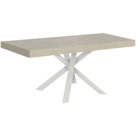 Tavolo Allungabile 90-194x90x76 cm Clerk Premium Cashmere Gambe Bianche