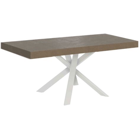 Tavolo Allungabile 90-194x90x76 cm Clerk Premium Tortora Gambe Bianche