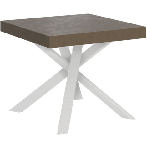 Tavolo Allungabile 90-194x90x76 cm Clerk Tortora Gambe Bianche