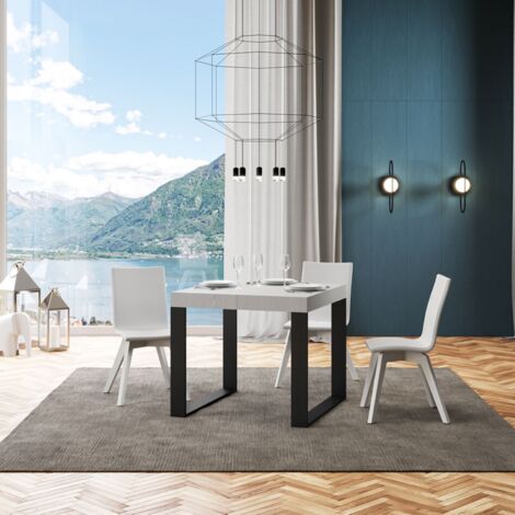 Tavolo allungabile 90/246x90 cm Tecno bianco frassino gambe antracite