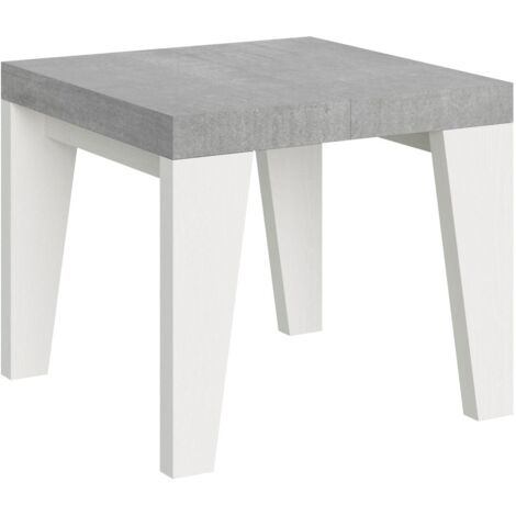 Tavolo Allungabile 90/246x90x77 cm Naxy Mix piano Cemento gambe Bianco Frassino