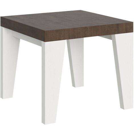 Tavolo Allungabile 90/246x90x77 cm Naxy Mix piano Noce gambe Bianco Frassino