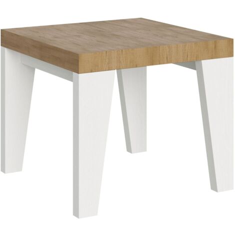 Tavolo Allungabile 90/246x90x77 cm Naxy Mix piano Quercia Natura gambe Bianco Frassino