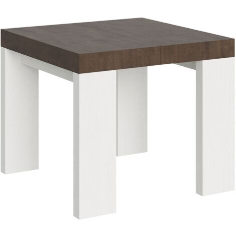 Tavolo Allungabile 90/246x90x77 cm Roxell Mix piano Noce gambe Bianco Frassino