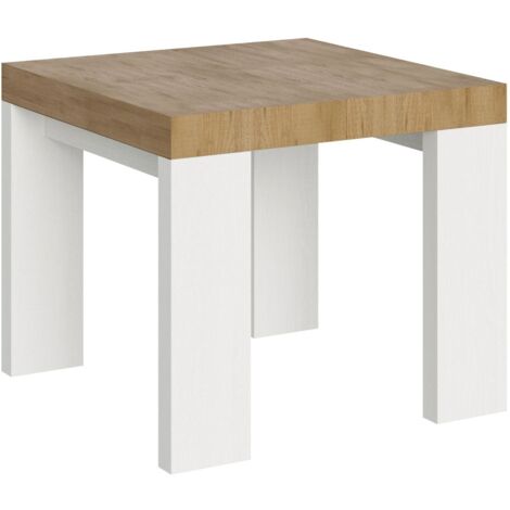 Tavolo Allungabile 90/246x90x77 cm Roxell Mix piano Quercia Natura gambe Bianco Frassino