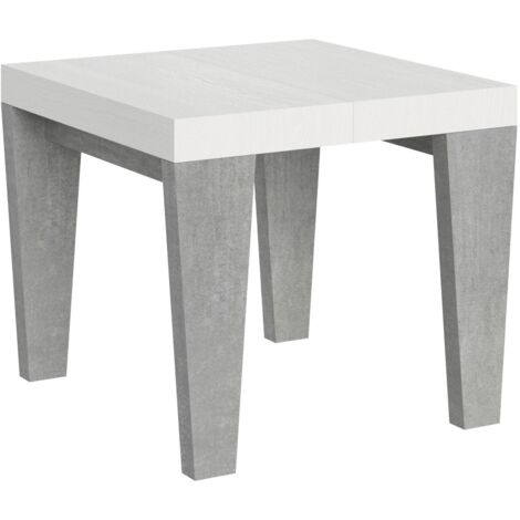 Tavolo Allungabile 90/246x90x77 cm Spimbo Mix piano Bianco Frassino  gambe Cemento