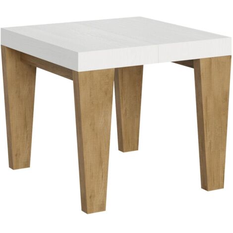 Tavolo Allungabile 90/246x90x77 cm Spimbo Mix piano Bianco Frassino  gambe Quercia Natura