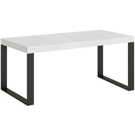 Tavolo Allungabile 90-246x90x77 cm Tecno Premium Bianco Frassino Telaio Antracite