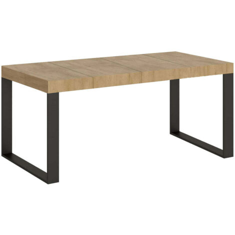 Tavolo Allungabile 90-246x90x77 cm Tecno Premium Quercia Natura Telaio Antracite