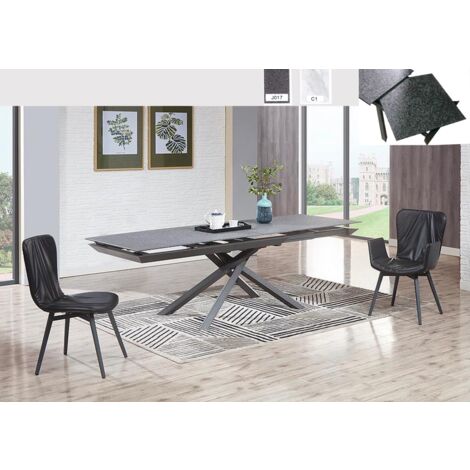 Tavolo allungabile a 250 cm MARTE top effetto pietra GRIGIO