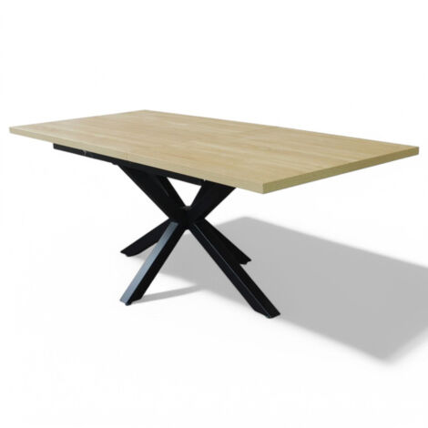 Tavolo allungabile con struttura in metallo nero e marrone con piano in melamina 90x160/200xH75 cm Gariè