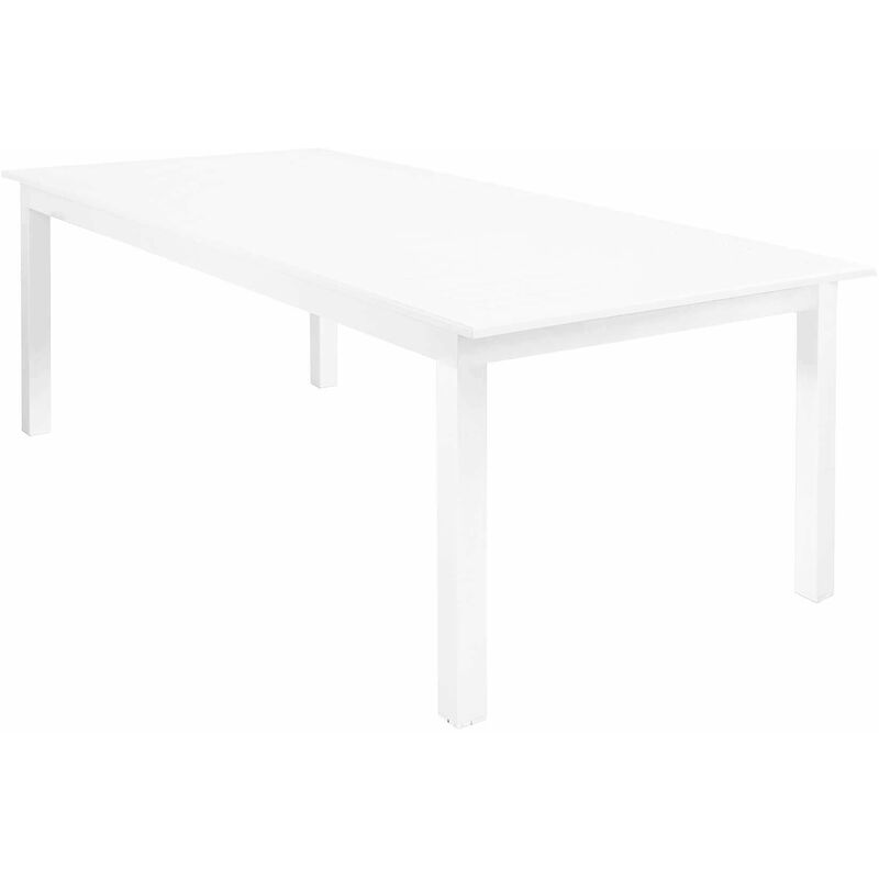 Tavolo estensibile 220/280 cm da giardino con struttura in alluminio e piano effetto doghe orizzontali Eracle - White