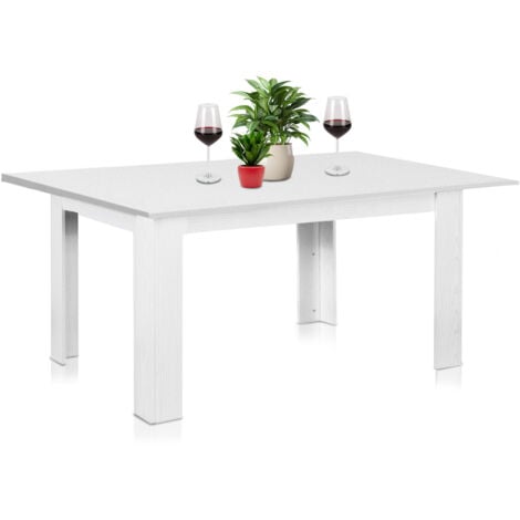 SHALLY DOGAN Tavolo Allungabile Cucina Sala Pranzo 110 a 150cm Bianco Frassinato Estensibile