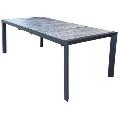 Tavolo allungabile da esterno giardino in alluminio con piano in gres effetto legno 175/235 cm Oregon -  White