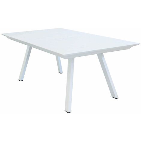 Tavolo allungabile da esterno in alluminio con piano effetto doghe Lyse -  White