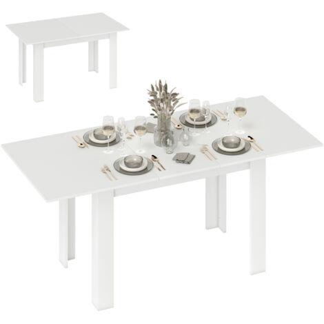 Tavolo Allungabile da Pranzo per 6-8 Persone, 140-180 x 80 cm, Bianco