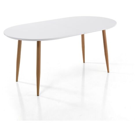 Tavolo allungabile effetto legno laccato bianco cm H.75 x P.90 x L.160