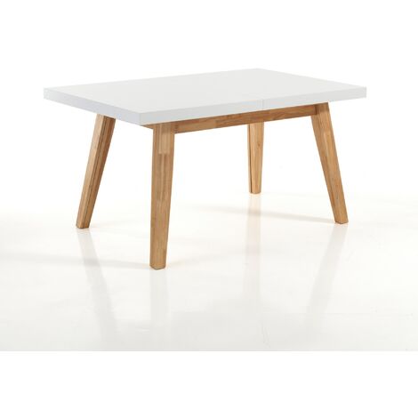 Tavolo allungabile effetto legno laccato bianco cm. H.78xP.85xL.130