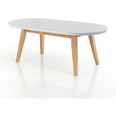 Tavolo allungabile effetto legno laccato bianco cm. H.78xP.90xL.180