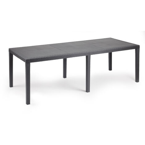 Tavolo allungabile effetto rattan in polipropilene 150/220x90x72 cm antracite