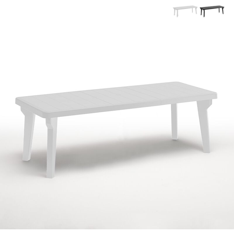 Tavolo da giardino esterno allungabile 160-220x90cm polipropilene Bergen Colore: Bianco