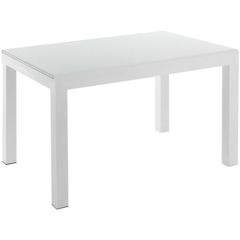 Tavolo allungabile in vetro temprato bianco cm. H.75 x P.83 x L.120