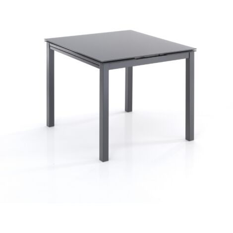 Tavolo allungabile in vetro temprato grigio cm. H.75 x L.90 x P.90