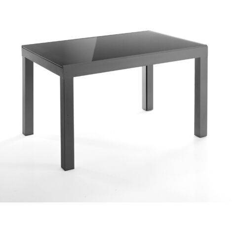 Tavolo allungabile in vetro temprato grigio cm. H.75 x P.83 x L.120