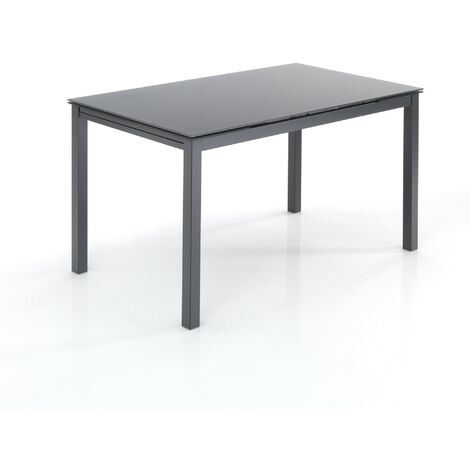 Tavolo allungabile in vetro temprato grigio cm. H.75xL.140xP.80