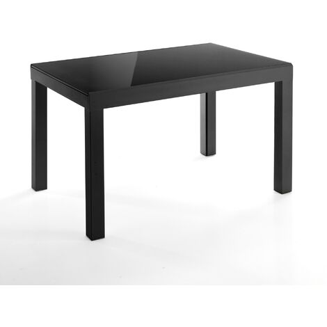 Tavolo allungabile in vetro temprato nero cm. H.75 x P.83 x L.120