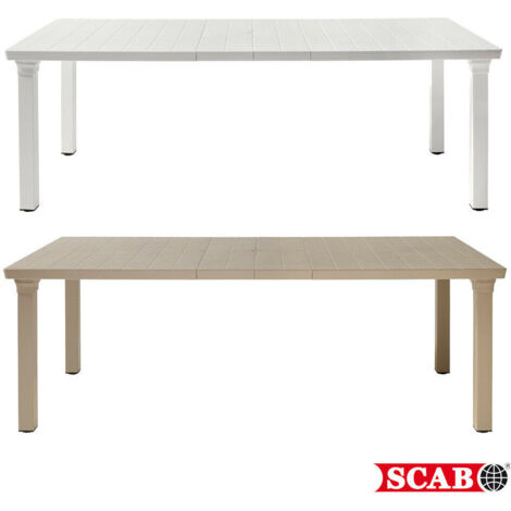 Tavolo Allungabile PER3 S-CAB GRANDE da 170 a 220 cm Piano in Tecnopolimero TORTORA Effetto Doghe Gambe in Alluminio Verniciato