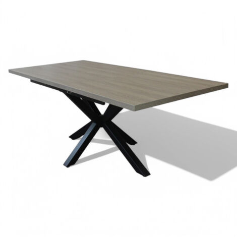Tavolo allungabile struttura in alluminio e piano in melamina antracite e grigio scuro 90x160/200xH75 cm Gariè