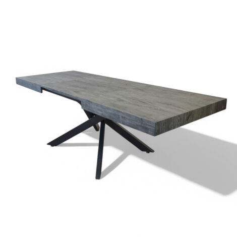 Tavolo allungabile struttura in metallo e piano in melaminico antracite effetto legno 90x160/240xH75 cm Danne