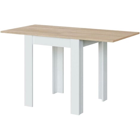 Tavolo 67x67 cm allungabile Bianco opaco e rovere Rovere e Bianco
