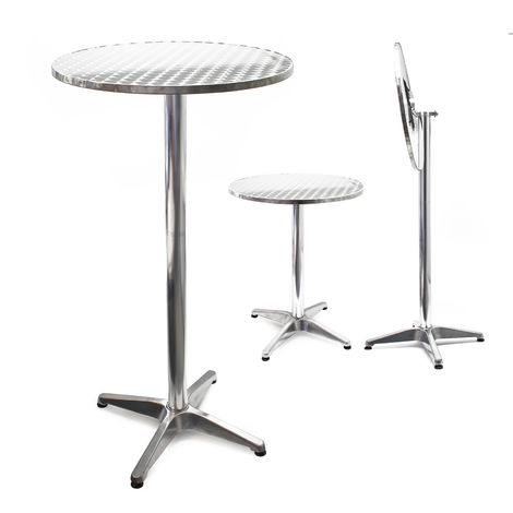 Tavolo alto da bar rotondo pieghevole alluminio altezza regolabile 74/114 cm Ø 60 cm