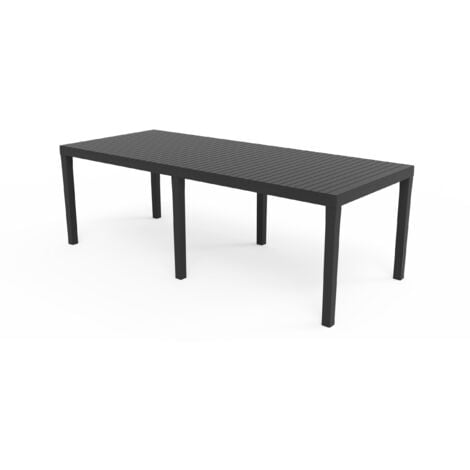 Tavolo antracite effetto doghe in polipropilene 220x90x72 cm