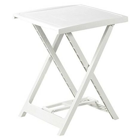 Tavolo Tavolino Quadrato Modello Arno Bianco Pieghevole in Plastica 50x47x65 cm