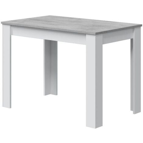 MIROYTENGO Tavolo fisso, Tavolo per sala pranzo, Tavolo consolle moderno per salotto o cucina, cm 109x67x78, Bianco e Cemento