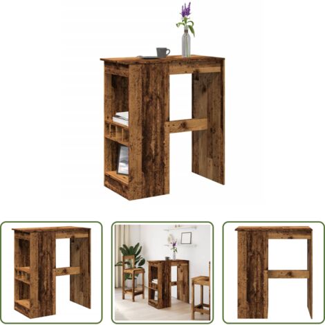 Tavolo bar antico - Tavolo Bar con Rastrelliera Antico 90x47,5x103,5 cm Multistrato