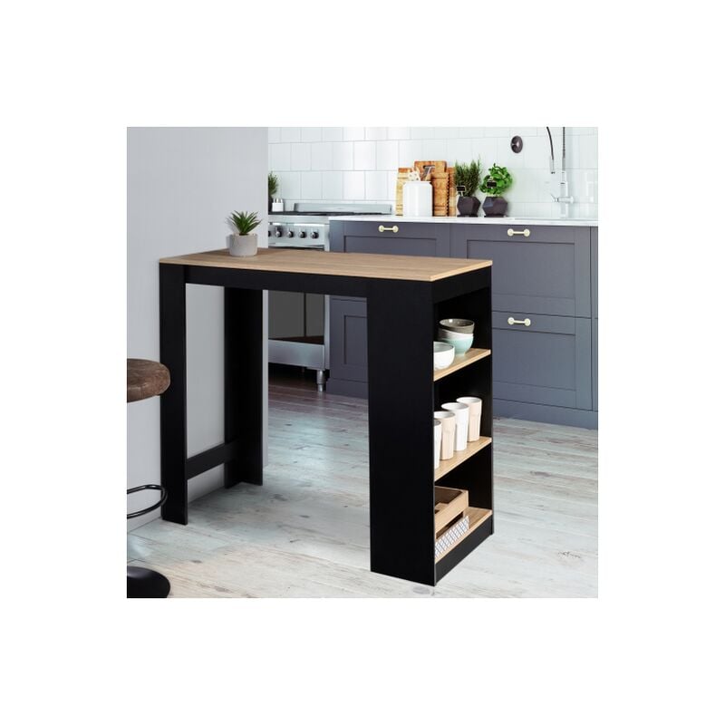 Idmarket - Tavolo alto da bar barth da 2 a 4 persone piano in legno nero di faggio